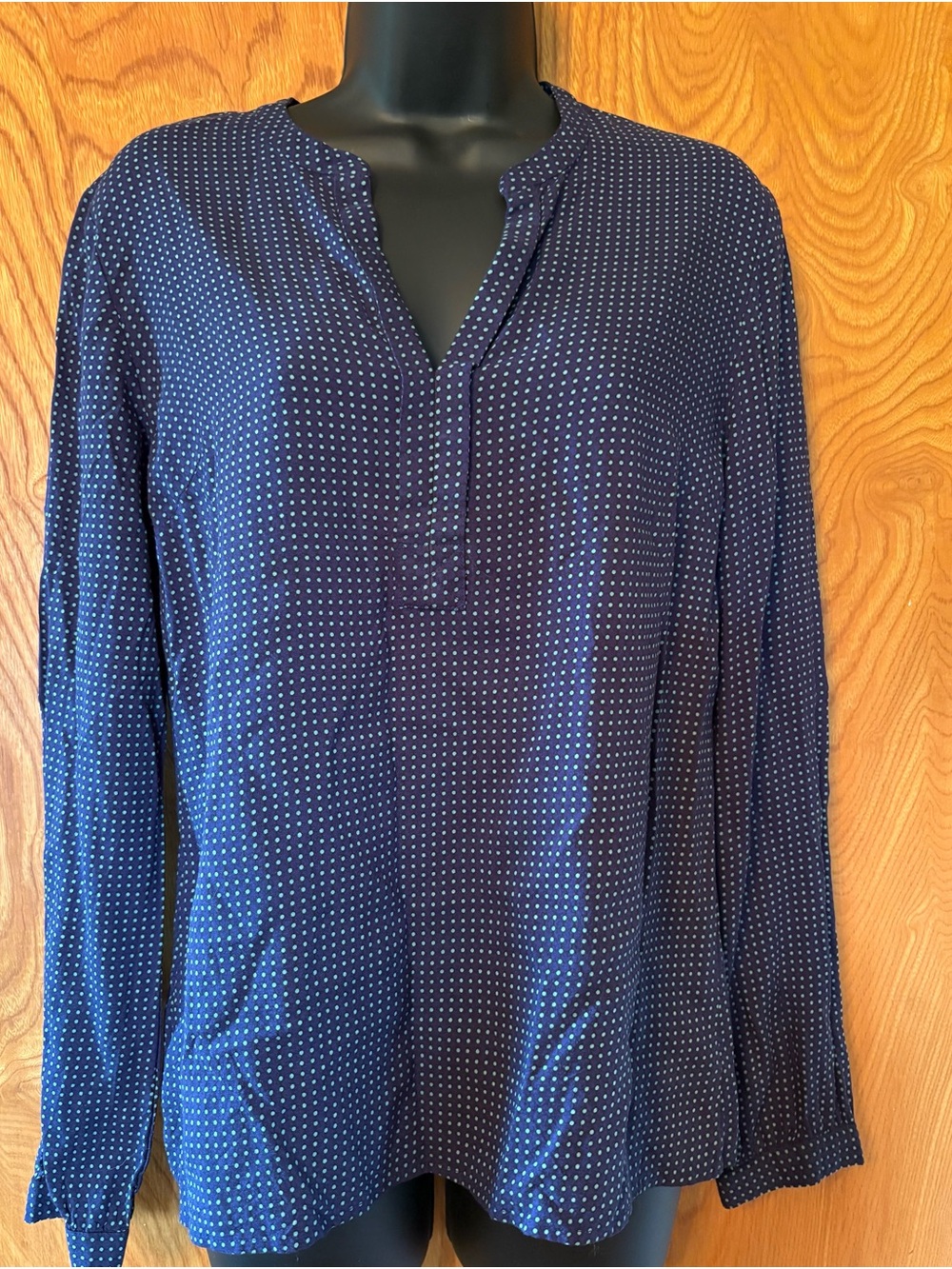 Tommy Hilfinger Women’s Long-Sleeve Navy Blue Dotted Pullover Blouse